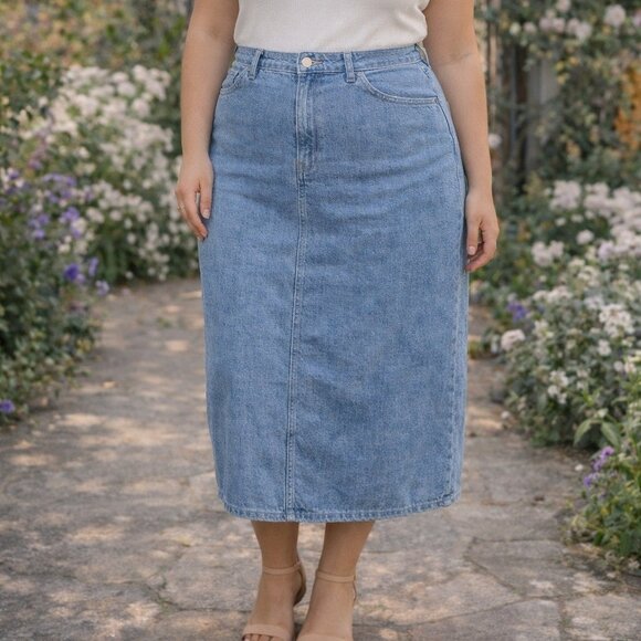 Reflect Jeans Dresses & Skirts - Vintage Reflect Jeans Denim Midi Skirt Size 18 High Waist Blue Jean Skirt